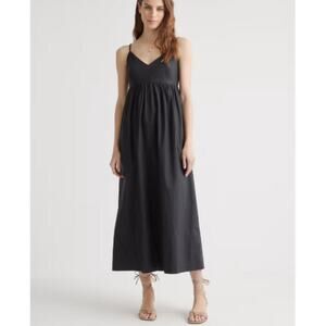 Quince Women's Black 100% Organic Cotton Sleeveless Maxi Dress Size XS